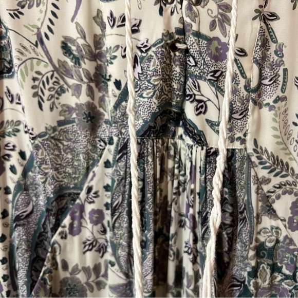 Free People | Rain Or Shine Lace Up Mini Dress Popover Floral Paisley Size XS - Picture 7 of 16
